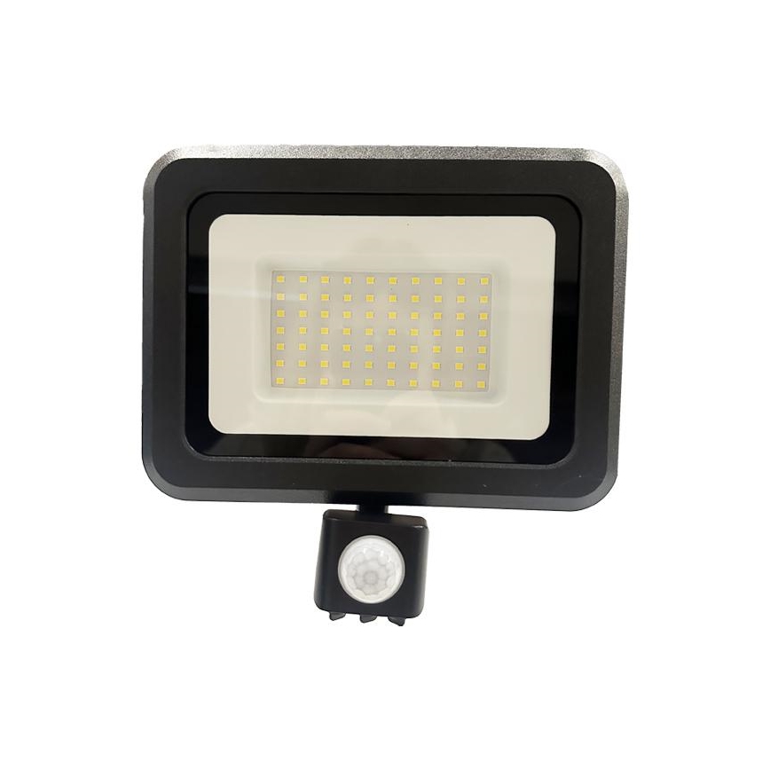 LED Väliprožektor anduriga LED/50W/230V 4000K IP44 must