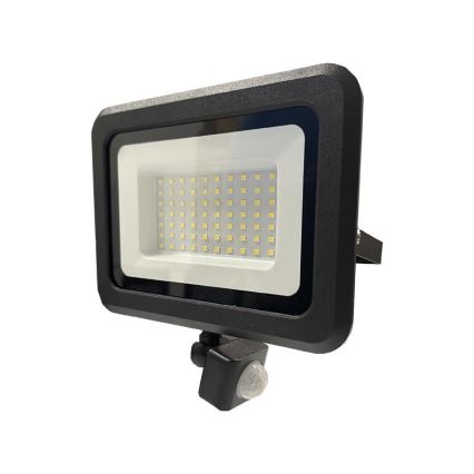 LED Väliprožektor anduriga LED/50W/230V 4000K IP44 must