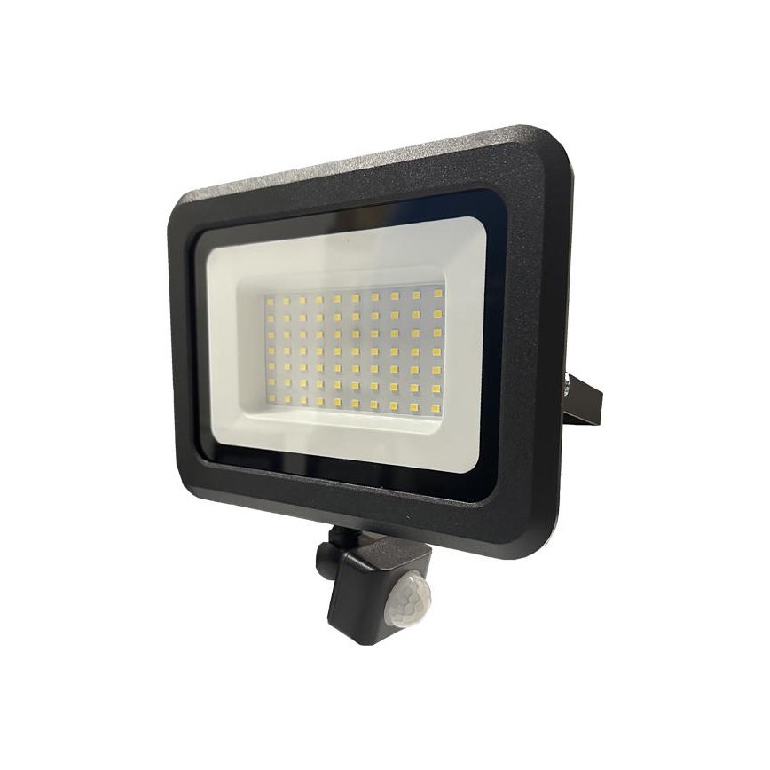 LED Väliprožektor anduriga LED/50W/230V 4000K IP44 must