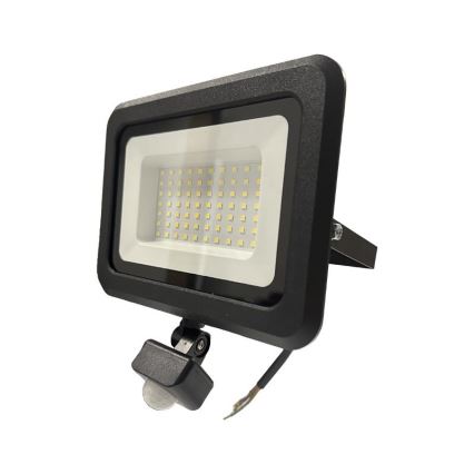 LED Väliprožektor anduriga LED/50W/230V 4000K IP44 must