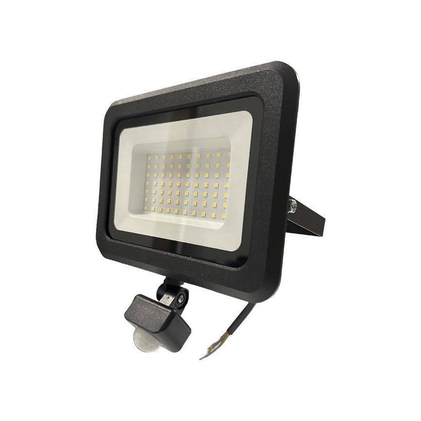 LED Väliprožektor anduriga LED/50W/230V 4000K IP44 must