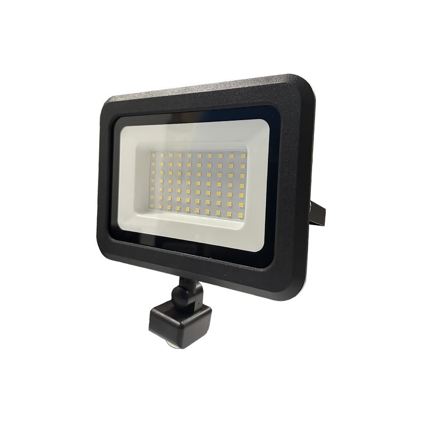 LED Väliprožektor anduriga LED/50W/230V 4000K IP44 must