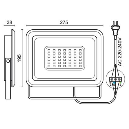 LED Väliprožektor LED/100W/230V 4000K IP65 must