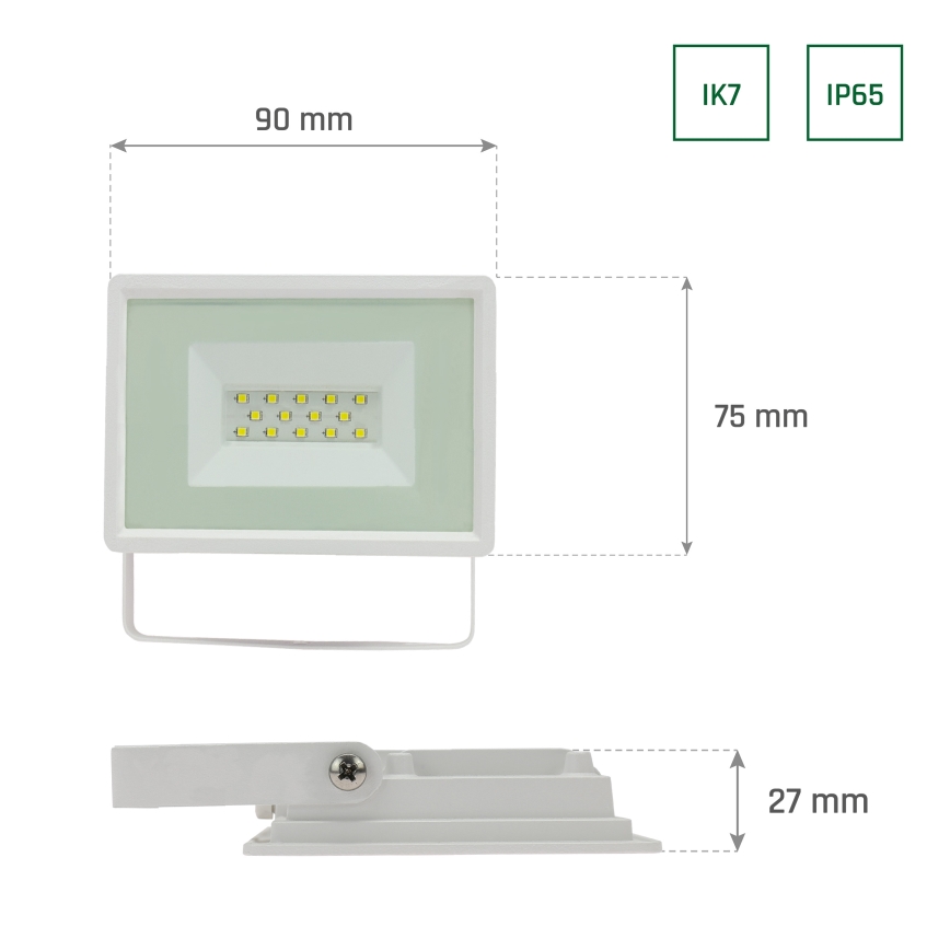 LED Väliprožektor NOCTIS LUX 3 LED/10W/230V 6000K IP65 valge