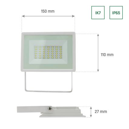 LED Väliprožektor NOCTIS LUX 3 LED/30W/230V 3000K IP65 valge