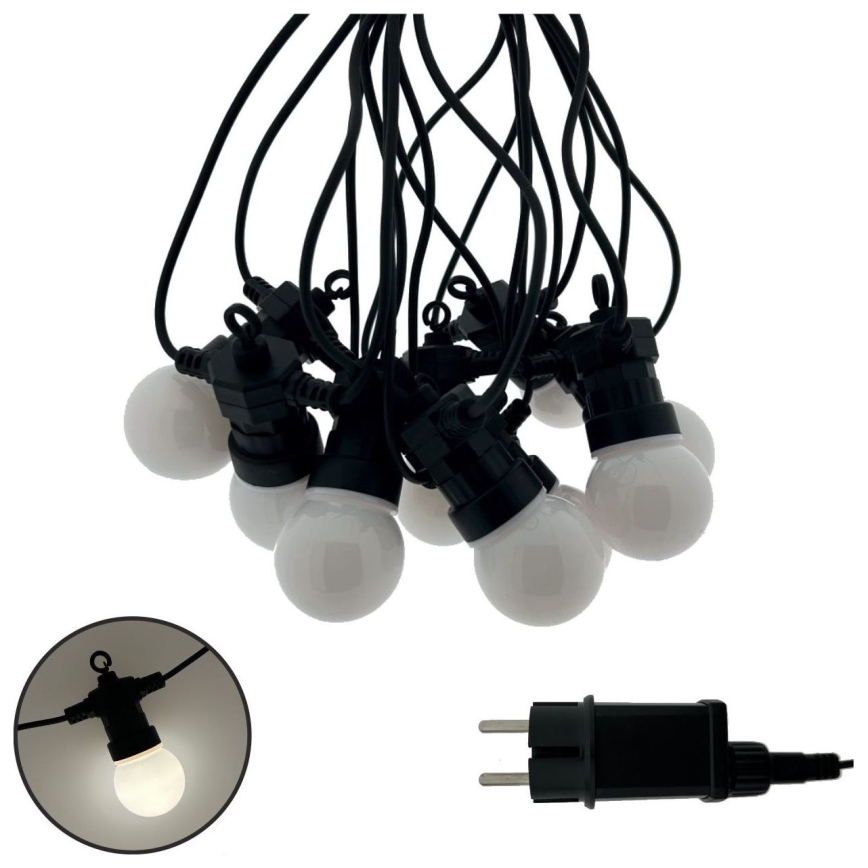 LED väliseks kasutamiseks dekoratiivne valguskett 10xLED/0,36W/230V 4,5 m IP44 must