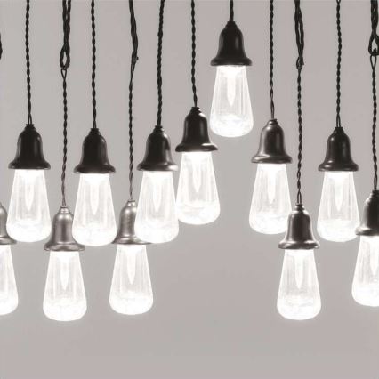 LED väliseks kasutamiseks mõeldud dekoratiivne valgusketi 16xLED 8,6m IP44 külmvalge