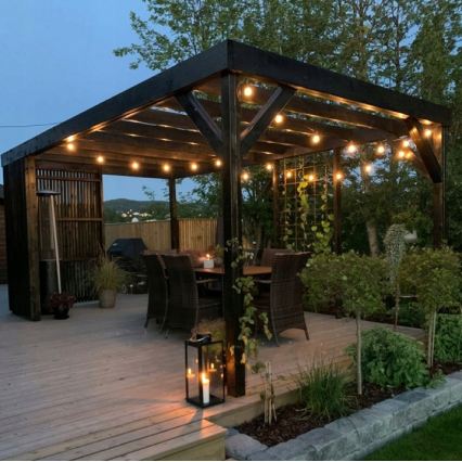 LED väliseks kasutamiseks mõeldud dekoratiivne valgusketi 20xE27/1W/230V 11,44 m IP44 must