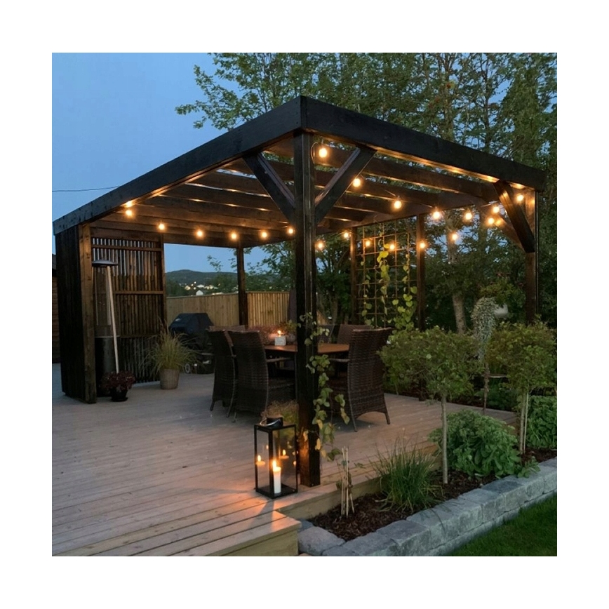 LED väliseks kasutamiseks mõeldud dekoratiivne valgusketi 20xE27/1W/230V 11,44 m IP44 must