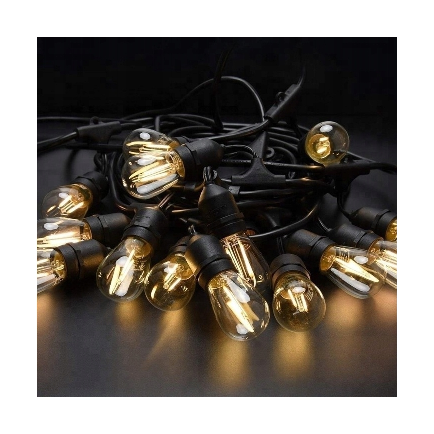 LED väliseks kasutamiseks mõeldud dekoratiivne valgusketi 20xE27/1W/230V 11,44 m IP44 must