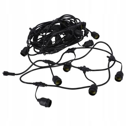 LED väliseks kasutamiseks mõeldud dekoratiivne valgusketi 20xE27/1W/230V 11,44 m IP44 must