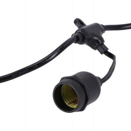 LED väliseks kasutamiseks mõeldud dekoratiivne valgusketi 20xE27/1W/230V 11,44 m IP44 must