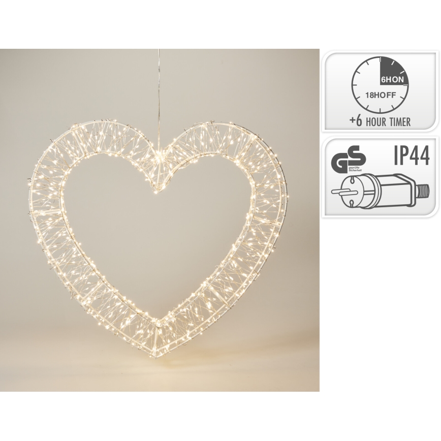 LED väliseks kasutamiseks mõeldud jõulukaunistus 720xLED/6W/230V 46 cm IP44 soe valge süda/valge