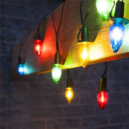 LED välistingimustes jõulukett CONE FILAMENT 20xE10 19m värviline/soe valge IP44, Valmistatud Tšehhis