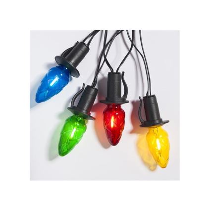 LED välistingimustes jõulukett CONE FILAMENT 20xE10 19m värviline/soe valge IP44, Valmistatud Tšehhis