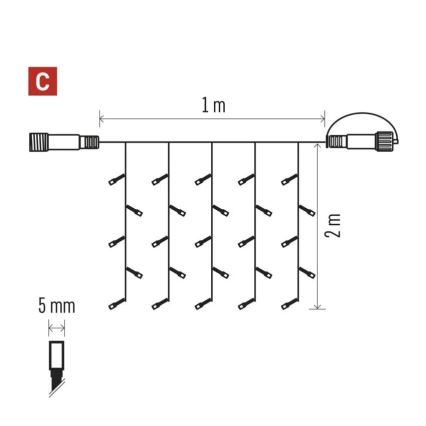 LED väliskett 100xLED/1x2m IP44 soe valge