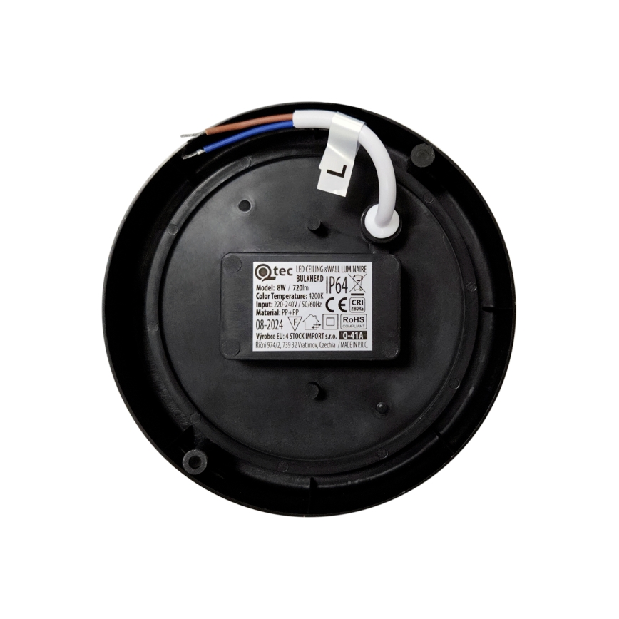 LED välislaevalgusti LED/8W/230V 4200K läbimõõt 14 cm IP64 must