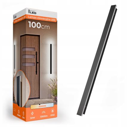 LED Välisseinavalgusti LED/30W/230V 100 cm IP65 must