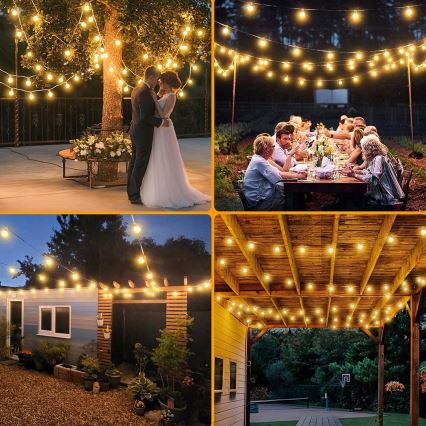 LED välistingimuste dekoratiivne valguskett 20xE12/1W/230V 20 m IP65 must