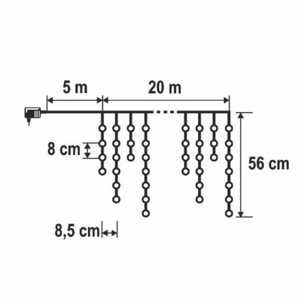 LED välistingimuste jõulutuled 1200xLED/230V 25x0,56 m IP44 soe valge/külm valge