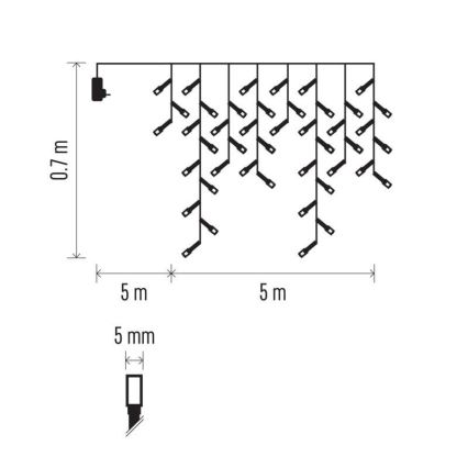 LED välistingimuste valguskett 300 LED, 8 režiimi, 10 m, IP44, soe valge + kaugjuhtimispult