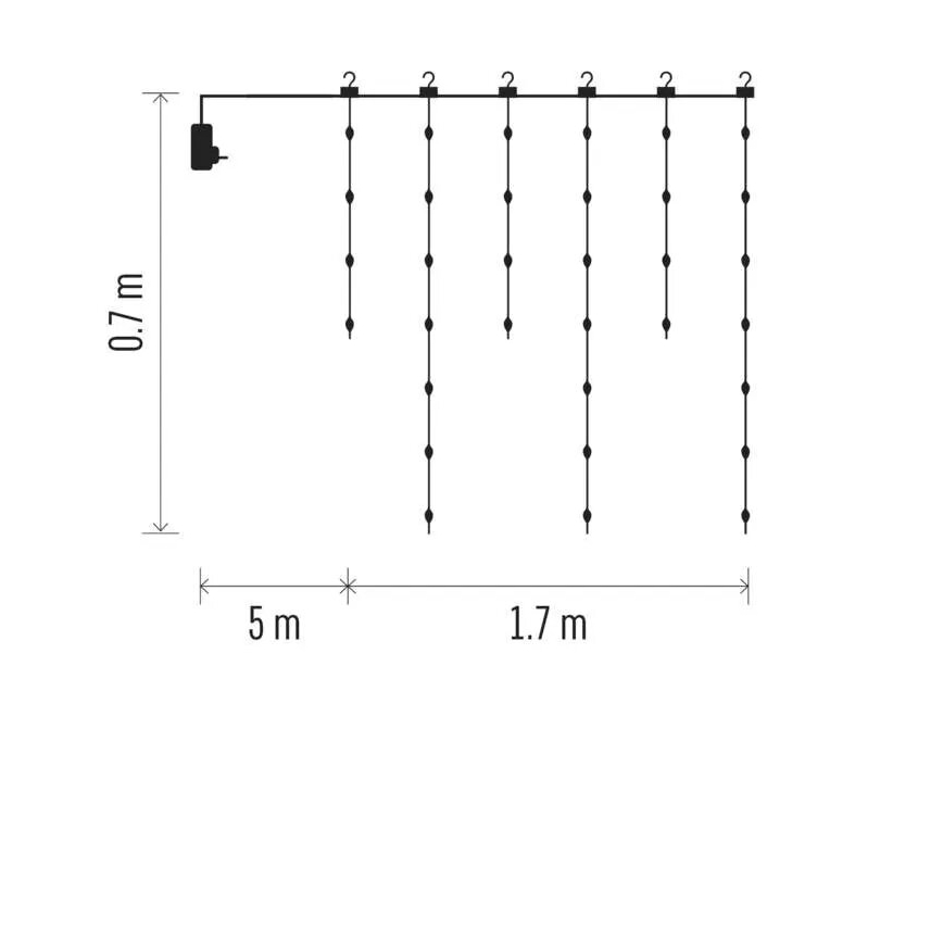 LED välistingimuste valguskett 54xLED/8 funktsiooni 6,7x0,7m IP44 soe valge