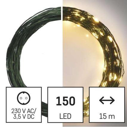 LED-välistingimustele sobiv valguskett 150 LED / 20 m, IP44, soe valge