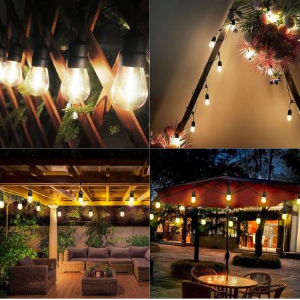 LED välistingimustes dekoratiivne valgusahel 30xE27/1W/230V 16,44 m IP44 must