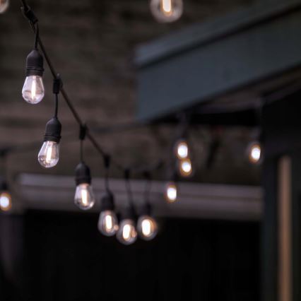 LED välistingimustes dekoratiivne valgusahel 30xE27/1W/230V 16,44 m IP44 must