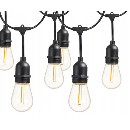 LED välistingimustes dekoratiivne valgusahel 30xE27/1W/230V 16,44 m IP44 must