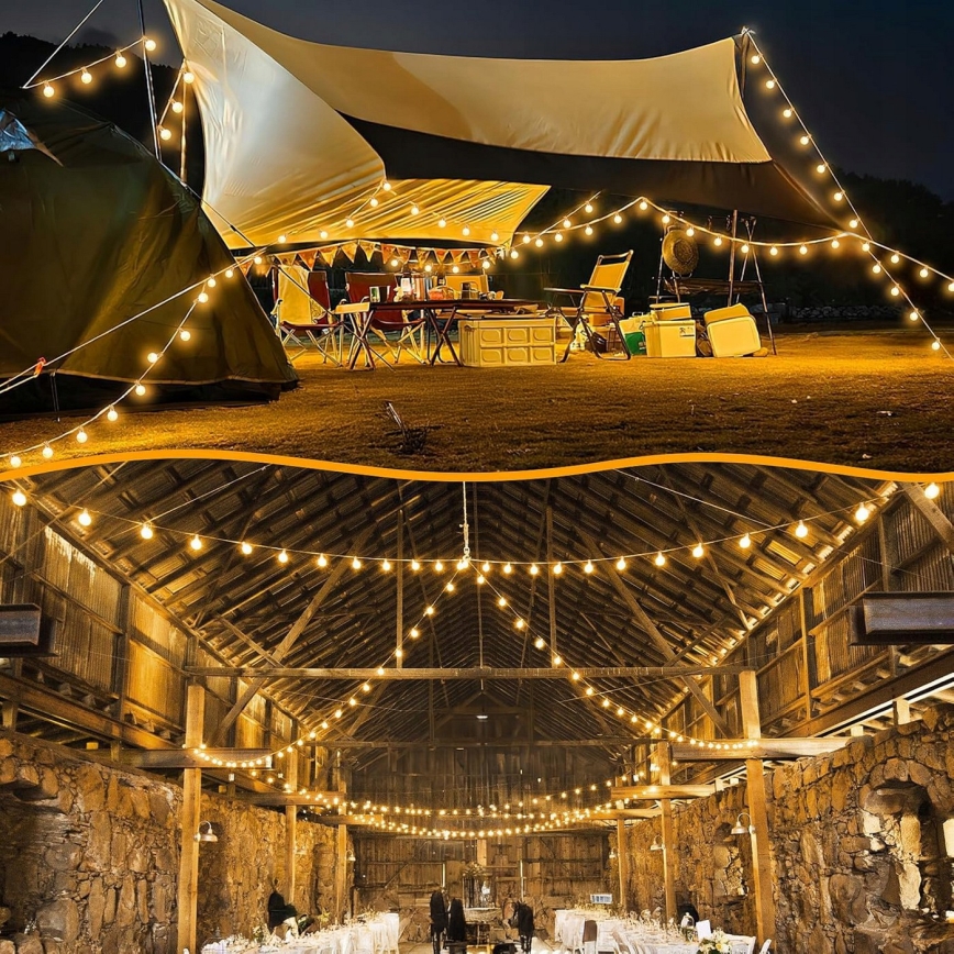 LED välistingimustes kasutatav dekoratiivkett 25xE12/1W/230V 17,5 m IP65 must