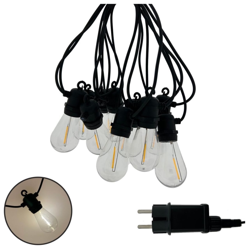 LED välistingimustes kasutatav dekoratiivne valguskett 10xLED/0,36W/230V 8 m IP44 must