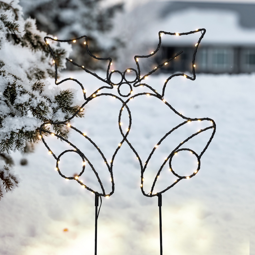 LED välistingimustes kasutatav jõulukaunistus 100xLED/3xAA IP44 soe valge kellukesed