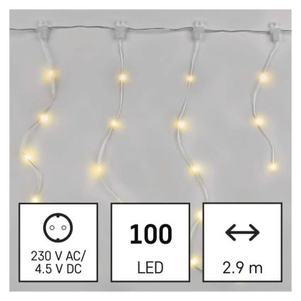 LED välistingimustes valguskett 100xLED/8 funktsiooni 7,9x0,7m IP44 soe valge
