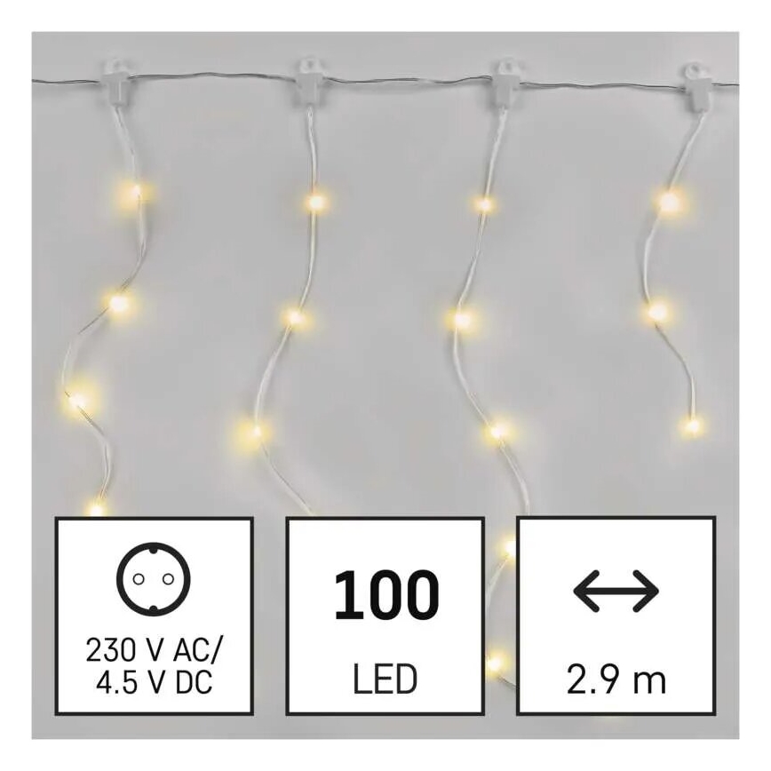 LED välistingimustes valguskett 100xLED/8 funktsiooni 7,9x0,7m IP44 soe valge