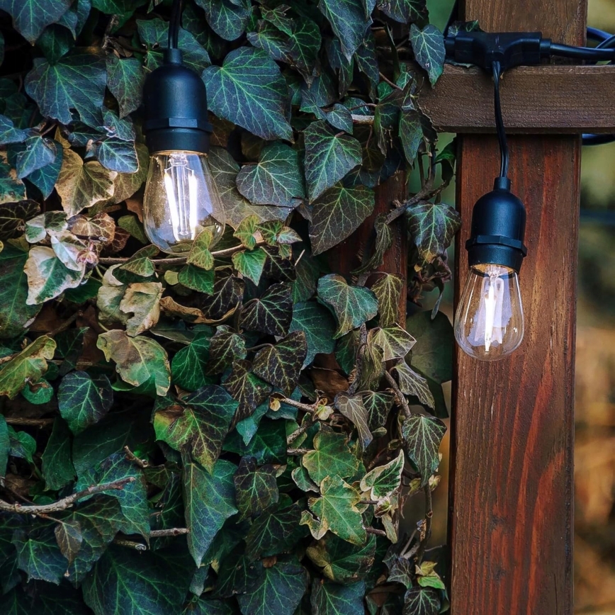 LED välistingimustesse mõeldud dekoratiivne valguskett 5xE27/1W/230V 5,94 m IP44 must