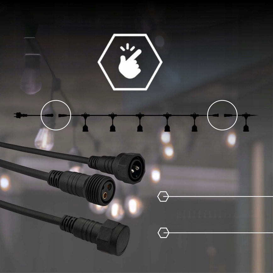 LED välistingimustesse mõeldud dekoratiivne valguskett 5xE27/1W/230V 5,94 m IP44 must