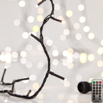 LED välistingimustesse sobiv valguskett CLUSTER 200xLED/8 funktsiooni 2,1 m IP44 soe valge + kaugjuhtimispult