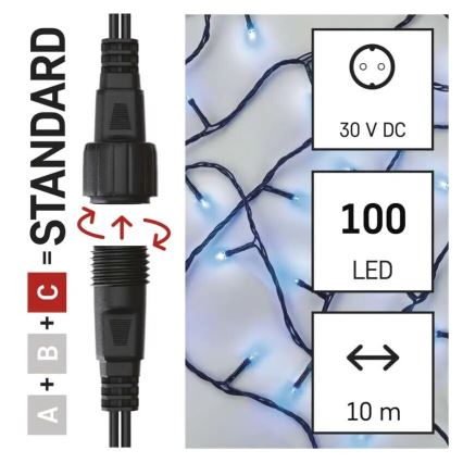 LED-välisvalguskett, 100 × LED, 10 m, IP44, sinine