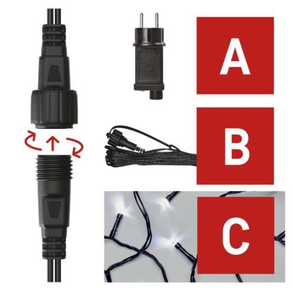 LED-välisvalguskett 100xLED/15m IP44 külmvalge