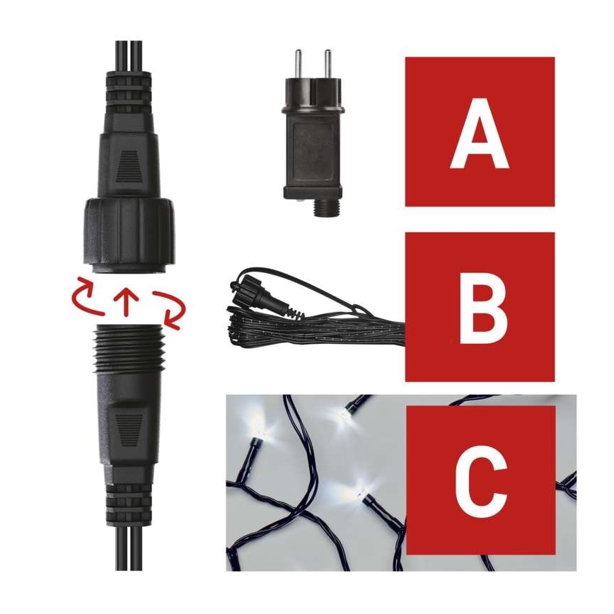LED-välisvalguskett 100xLED/15m IP44 külmvalge