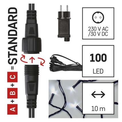 LED-välisvalguskett 100xLED/15m IP44 külmvalge