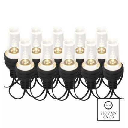 LED välisvalguskett 10×LED/9,5 m IP44 külmvalge