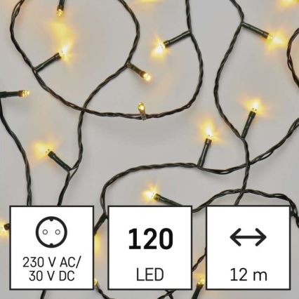 LED-välisvalguskett 120 LED, 8 režiimi, 17 m, IP44, soe valge