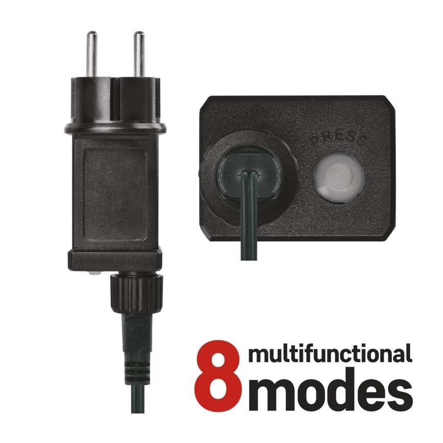 LED-välisvalguskett 120 LED, 8 režiimi, 17 m, IP44, soe valge