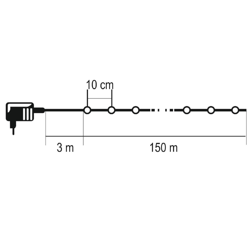 LED välisvalguskett 1500xLED/230V 8 režiimi 153 m IP44 soe valge + kaugjuhtimispult