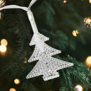 LED välisvalguskett 20xLED/2xAA 2,2 m IP44 mitmevärvilised kuusekujulised ripatsid