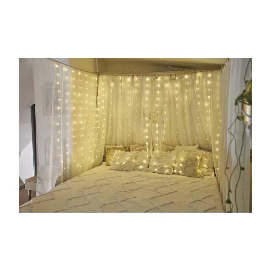 LED-välisvalguskett 300 LED/8 funktsiooni 5,9 m IP44 soe valge