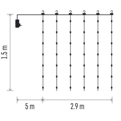 LED-välisvalguskett 300 LED/8 funktsiooni 5,9 m IP44 soe valge