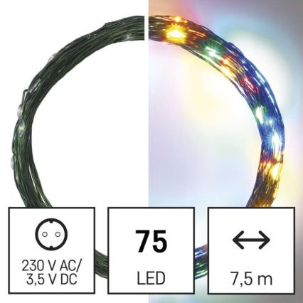 LED välisvalguskett, 75 LED, 12,5 m, IP44, mitmevärviline